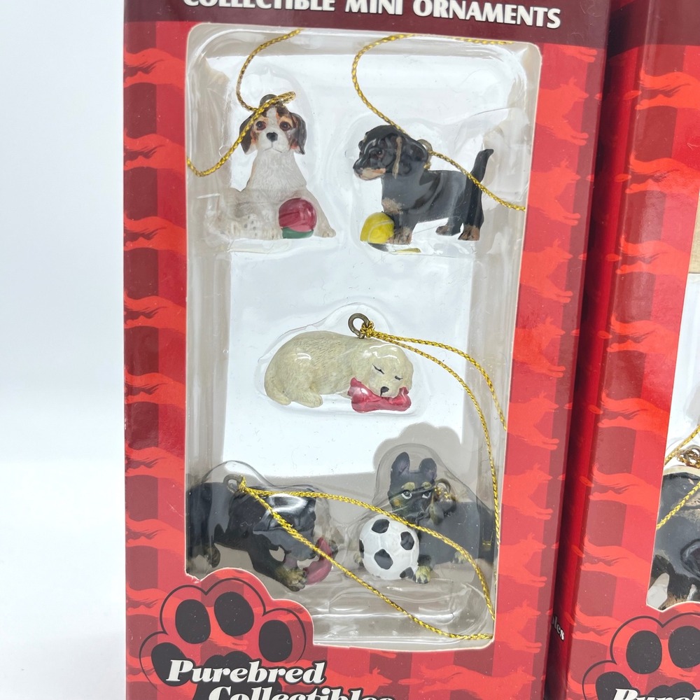 Trevco Purebred Collectibles Mini Dog Ornaments 2 Packs 10 Total Pups Santa Hats - Picture 2 of 6